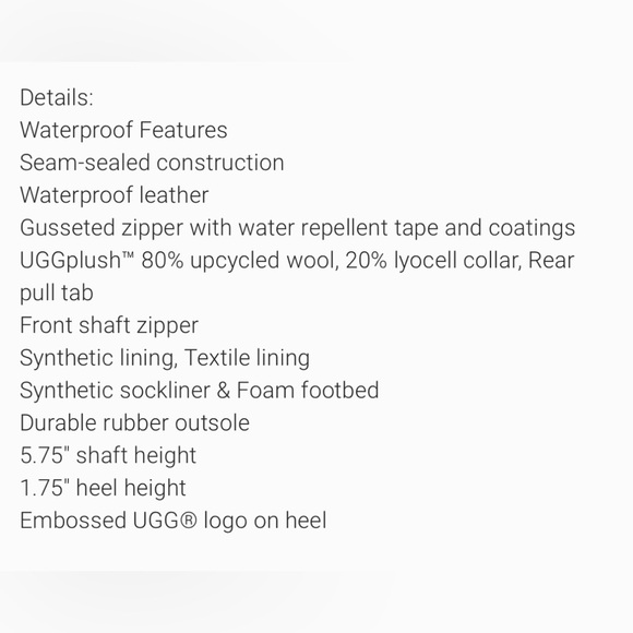 UGG Women’s 9 Czeriesa Black Leather Fur Trim Waterproof Ankle Boots, UGG Boots - Picture 11 of 13